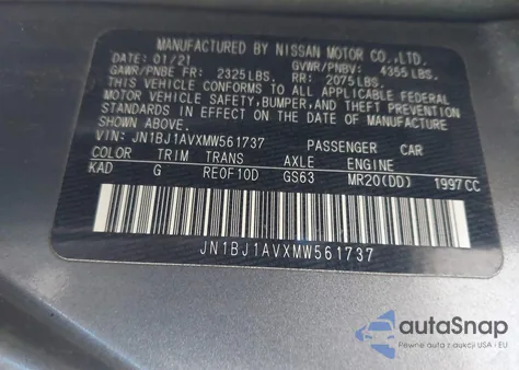 2021 Nissan Rogue Sport S Fwd Xtronic Cvt z USA, uszkodzony, nr VIN JN1BJ1AVXMW561737